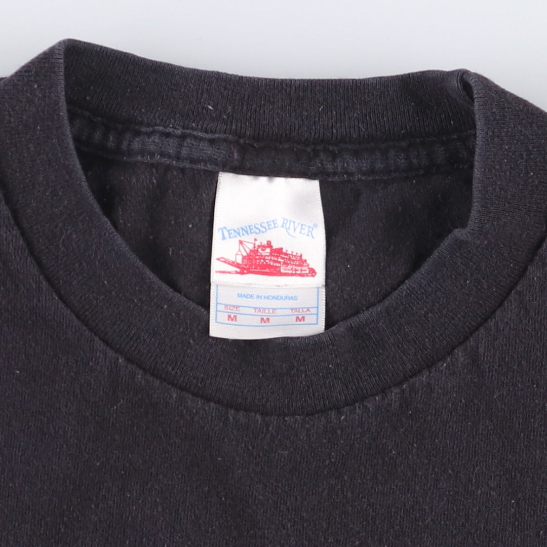 90'S Tennessee River Message Print T-Shirt Men's M Size Vintage cotton black type Vintage Second Hand