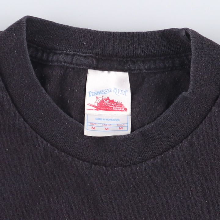 90'S Tennessee River Message Print T-Shirt Men's M Size Vintage cotton black type Vintage Second Hand