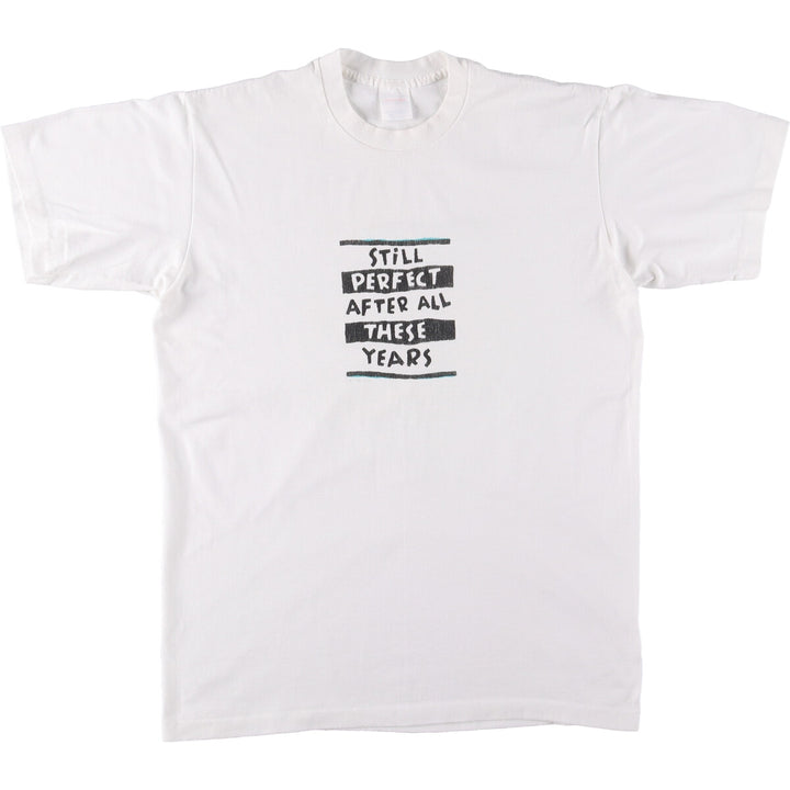 90'S CENTER STAR Message Print T-shirt Made in USA Men's XL Vintage cotton white type Vintage Second Hand