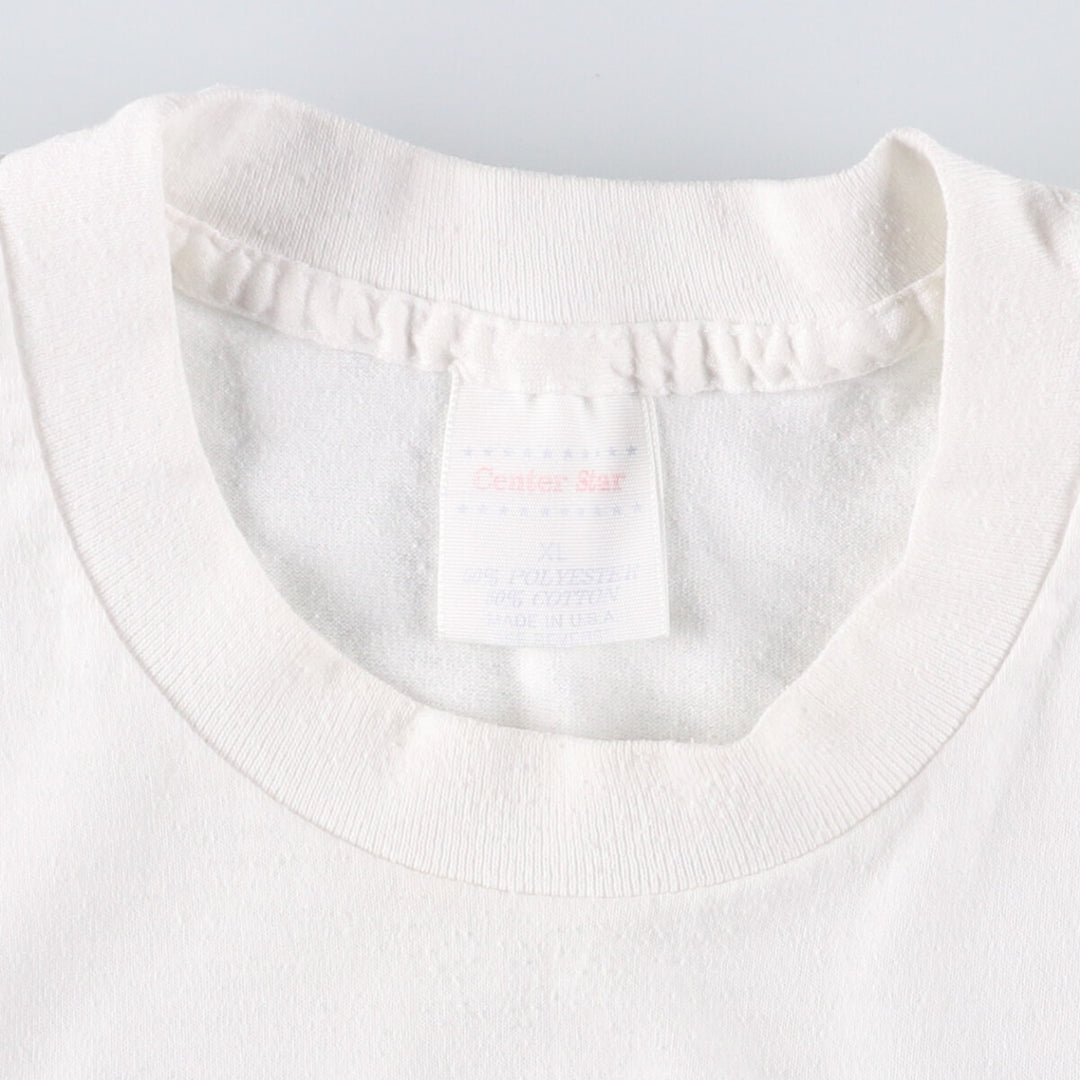 90'S CENTER STAR Message Print T-shirt Made in USA Men's XL Vintage cotton white type Vintage Second Hand