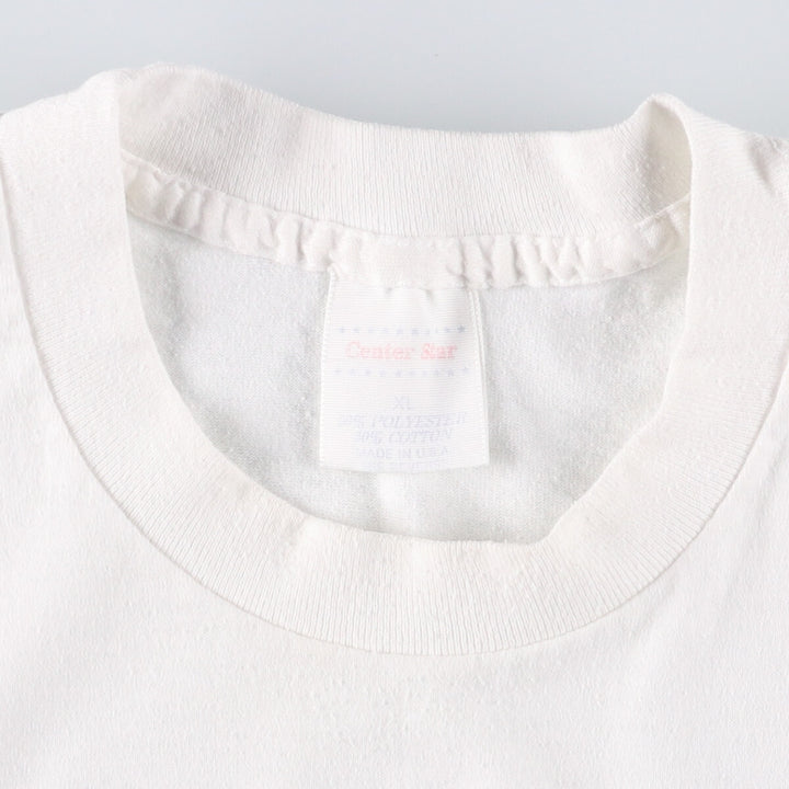 90'S CENTER STAR Message Print T-shirt Made in USA Men's XL Vintage cotton white type Vintage Second Hand