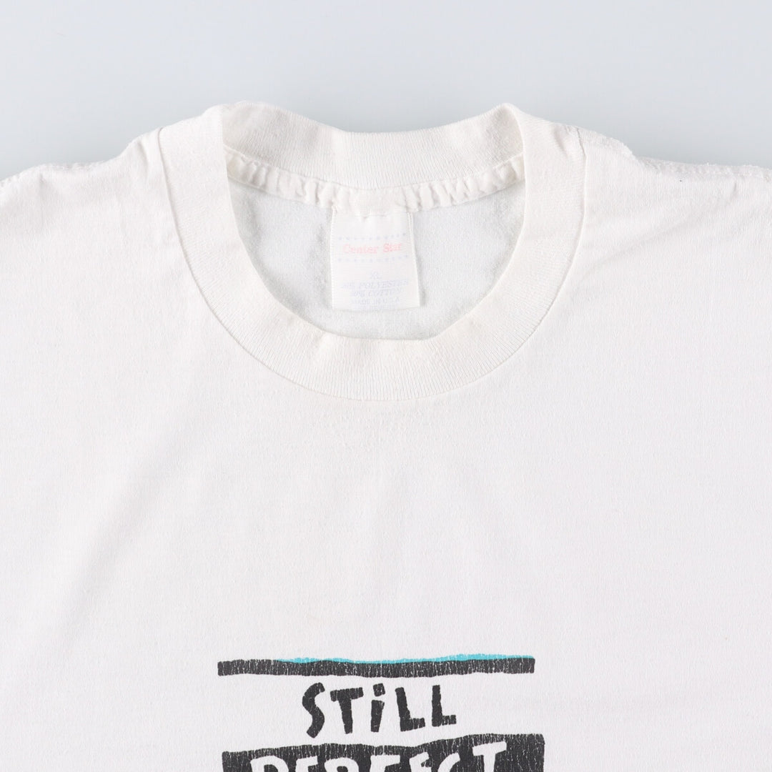 90'S CENTER STAR Message Print T-shirt Made in USA Men's XL Vintage cotton white type Vintage Second Hand