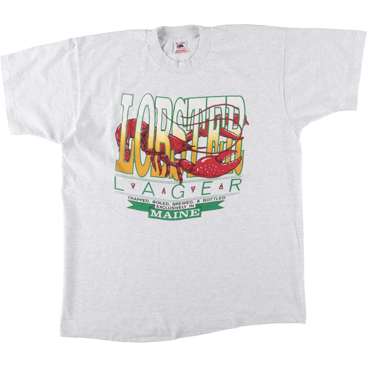 90'S Fruit of the Loom printed T-shirt, made in the USA, men's XL size, vintage cotton gray type Vintage Second Hand