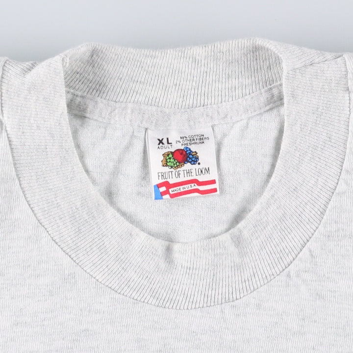 90'S Fruit of the Loom printed T-shirt, made in the USA, men's XL size, vintage cotton gray type Vintage Second Hand