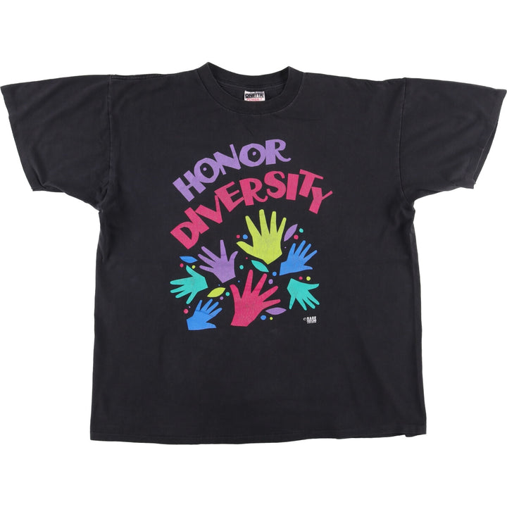 90'S ONEITA Message Print T-Shirt Made in USA Men's XL Vintage cotton black type Vintage Second Hand