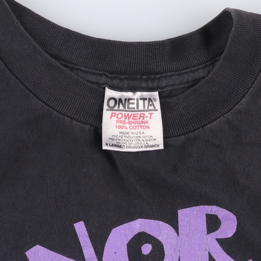 90'S ONEITA Message Print T-Shirt Made in USA Men's XL Vintage cotton black type Vintage Second Hand