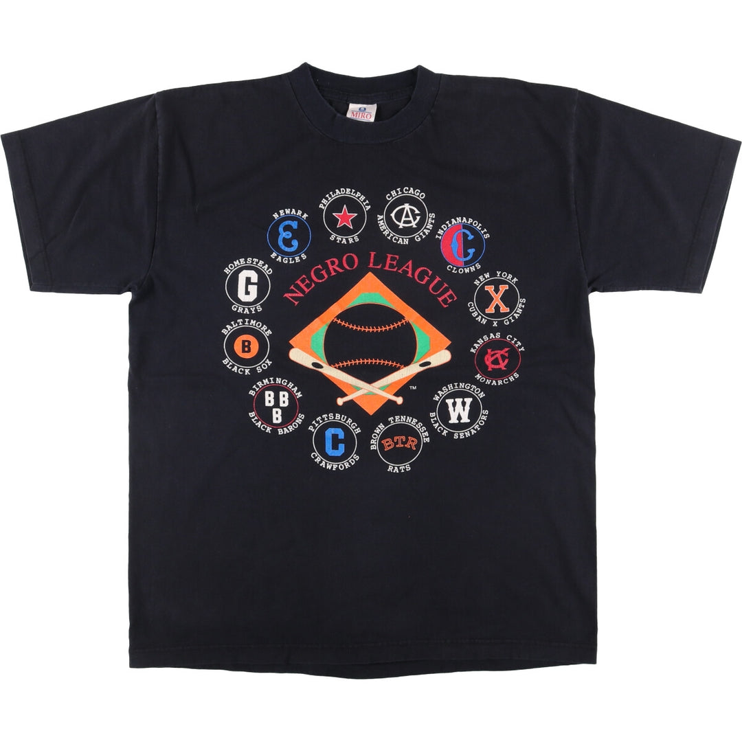 90'S MIRO NEGRO LEAGUE Negro League sports print T-shirt, men's XL size, vintage cotton black type Vintage Second Hand