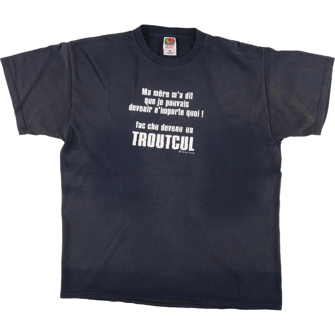 90'S Fruit of the Loom Heavy Cotton Message Print T-Shirt Men's XL Vintage cotton black type Vintage Second Hand