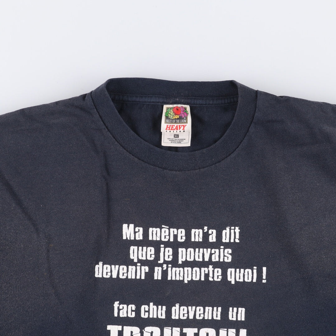 90'S Fruit of the Loom Heavy Cotton Message Print T-Shirt Men's XL Vintage cotton black type Vintage Second Hand