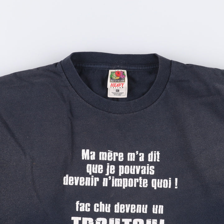 90'S Fruit of the Loom Heavy Cotton Message Print T-Shirt Men's XL Vintage cotton black type Vintage Second Hand