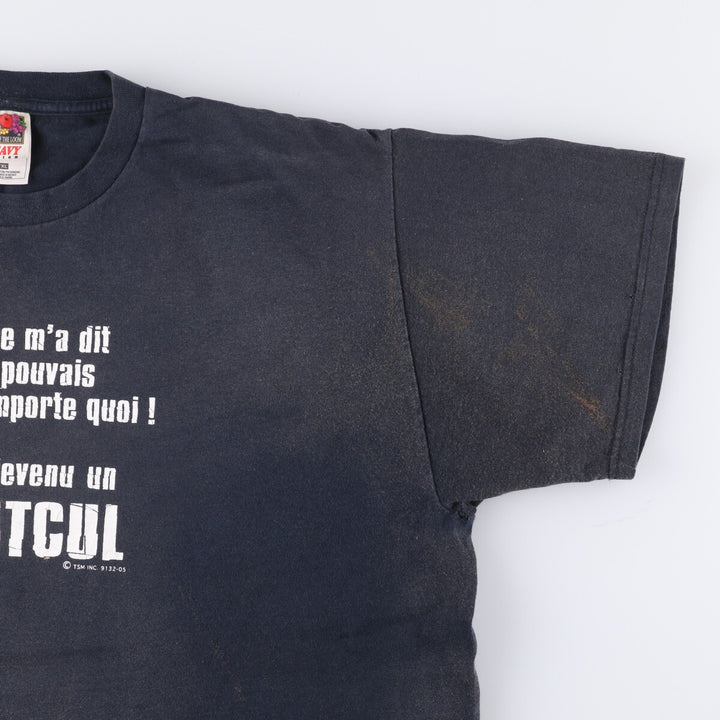 90'S Fruit of the Loom Heavy Cotton Message Print T-Shirt Men's XL Vintage cotton black type Vintage Second Hand