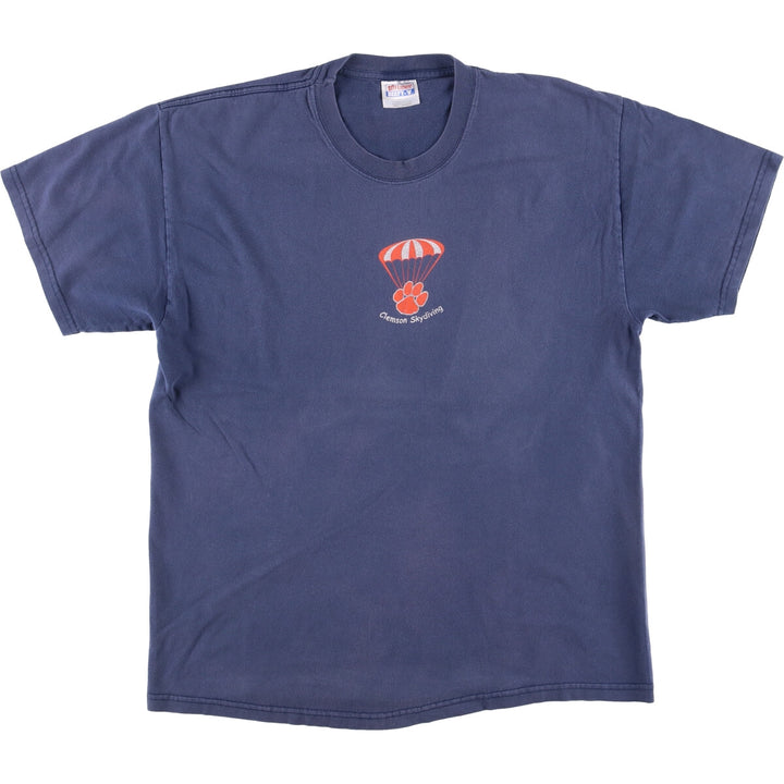 90'S Hanes BEEFY-T printed T-shirt, men's size L, vintage cotton navy blue type Vintage Second Hand