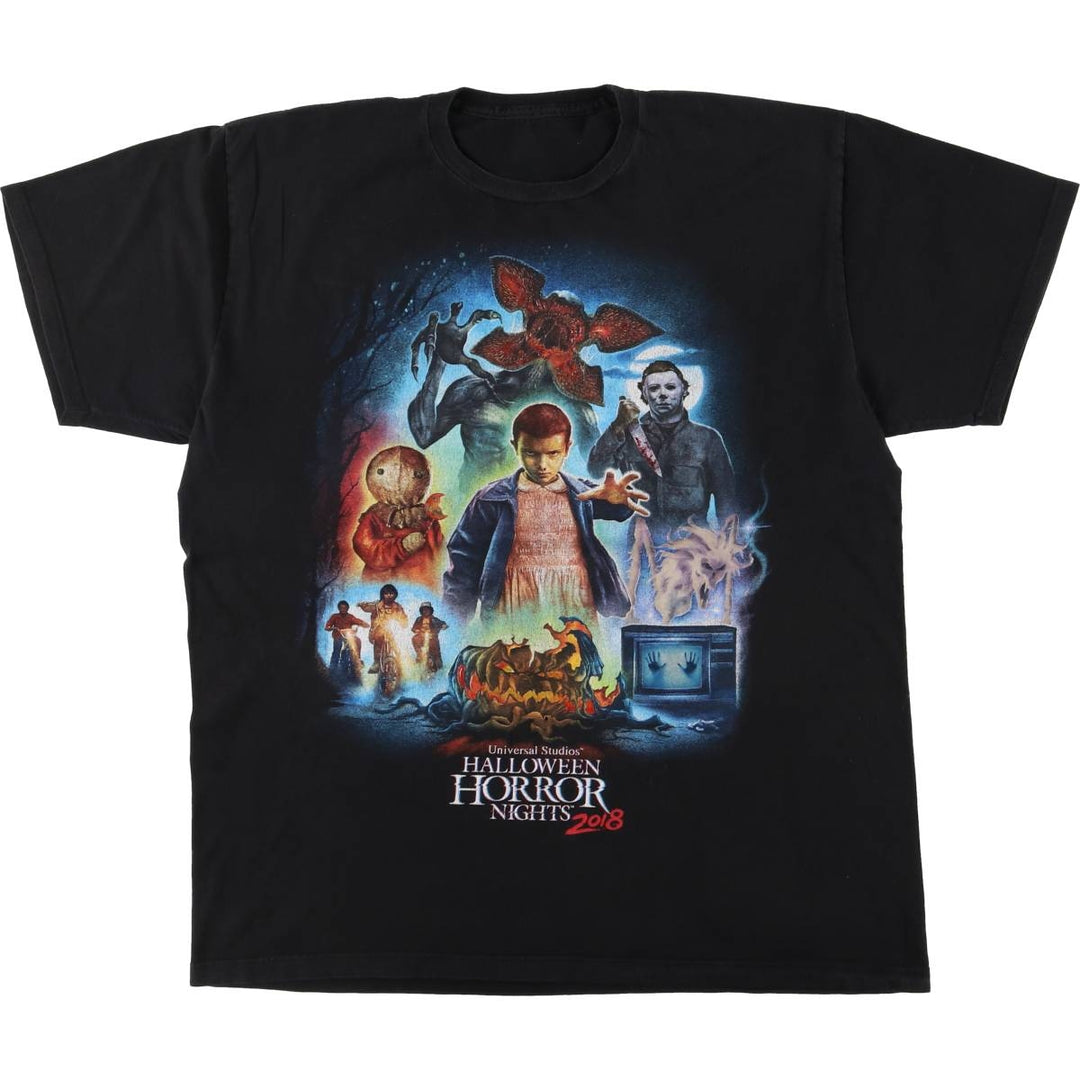HOLLOWEEN HORROR NIGHTS Halloween Horror Nights Advertising T-shirt Men's L equivalent unclear black type Vintage Second Hand