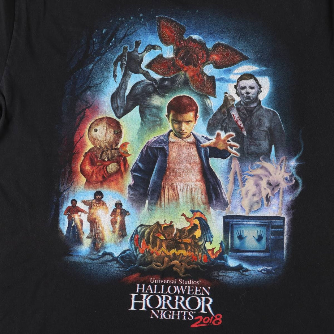 HOLLOWEEN HORROR NIGHTS Halloween Horror Nights Advertising T-shirt Men's L equivalent unclear black type Vintage Second Hand