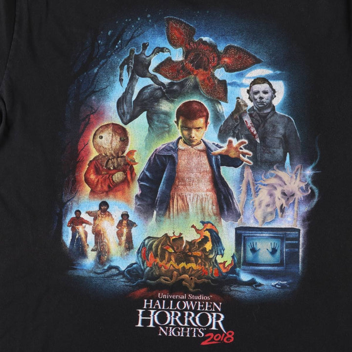 HOLLOWEEN HORROR NIGHTS Halloween Horror Nights Advertising T-shirt Men's L equivalent unclear black type Vintage Second Hand