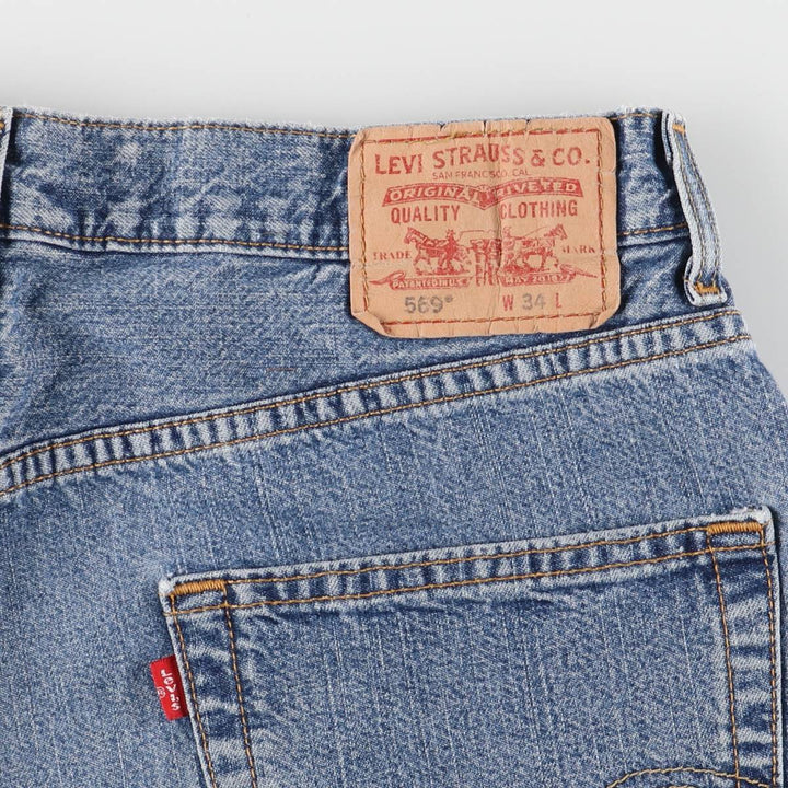 Levi's 569 LOOSE STRAIGHT denim shorts, half pants, men's w35 equivalent cotton blue type Vintage Second Hand