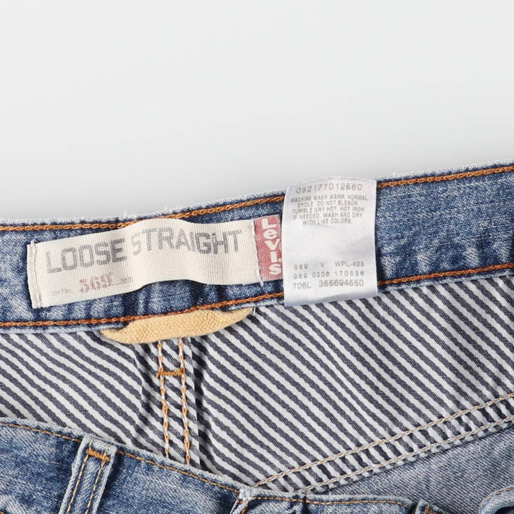 Levi's 569 LOOSE STRAIGHT denim shorts, half pants, men's w35 equivalent cotton blue type Vintage Second Hand