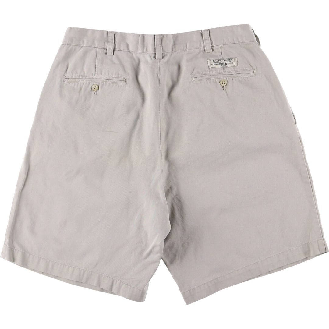 Ralph Lauren POLO by Ralph Lauren TYLER SHORT Two-pleat chino shorts, short pants, men's size W34 cotton gray type Vintage Second Hand