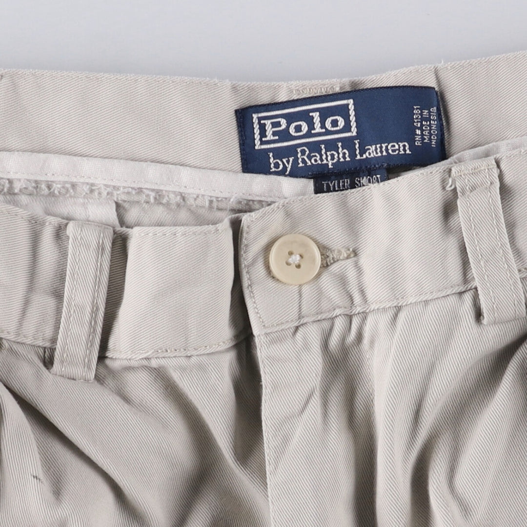 Ralph Lauren POLO by Ralph Lauren TYLER SHORT Two-pleat chino shorts, short pants, men's size W34 cotton gray type Vintage Second Hand