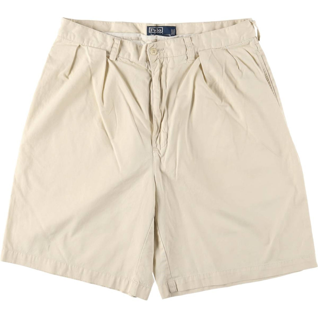 Ralph Lauren POLO by Ralph Lauren TYLER SHORT Two-pleat chino shorts, short pants, men's size W33 cotton ivory Vintage Second Hand