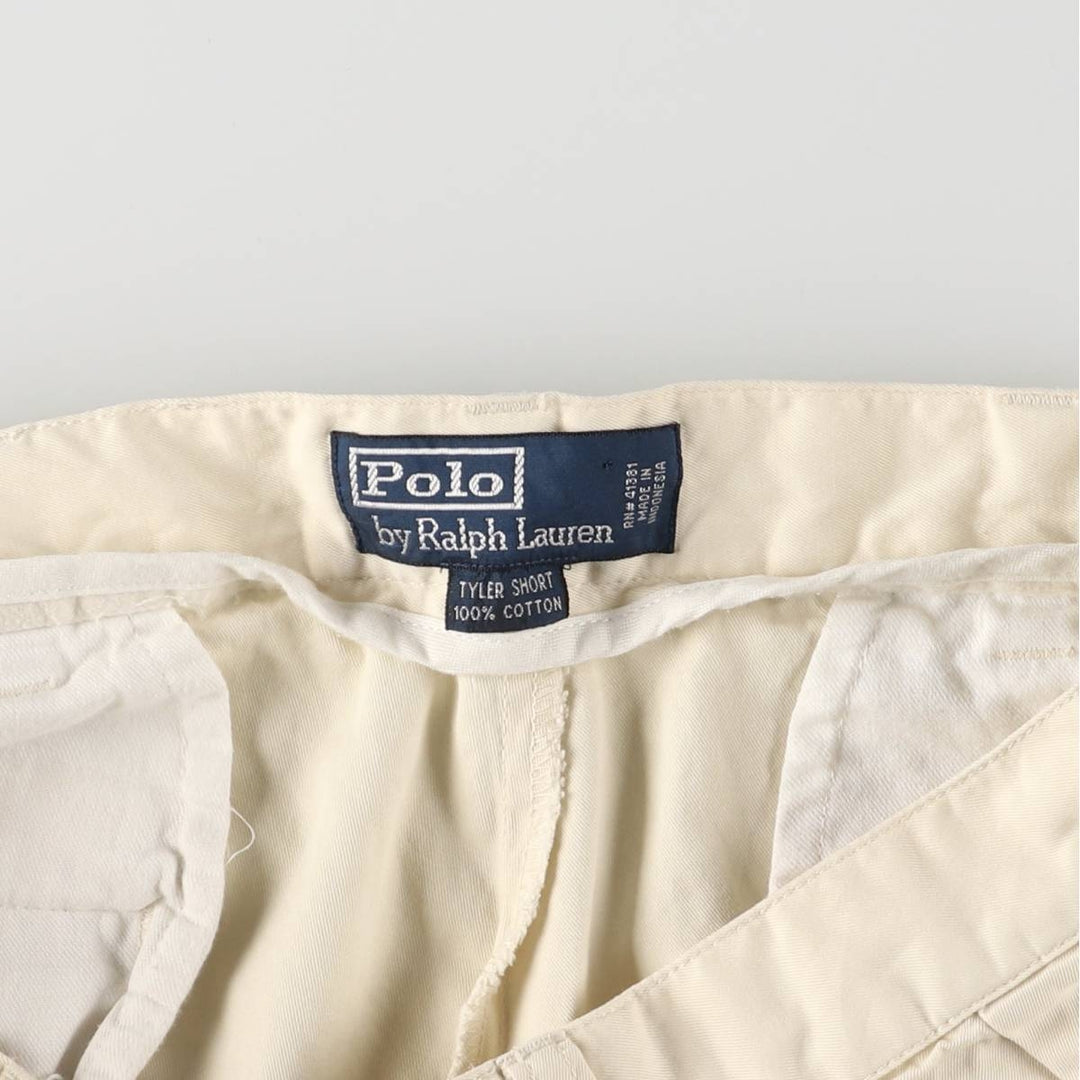 Ralph Lauren POLO by Ralph Lauren TYLER SHORT Two-pleat chino shorts, short pants, men's size W33 cotton ivory Vintage Second Hand