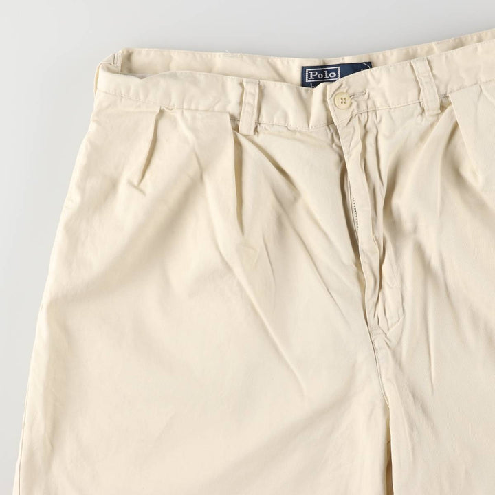 Ralph Lauren POLO by Ralph Lauren TYLER SHORT Two-pleat chino shorts, short pants, men's size W33 cotton ivory Vintage Second Hand