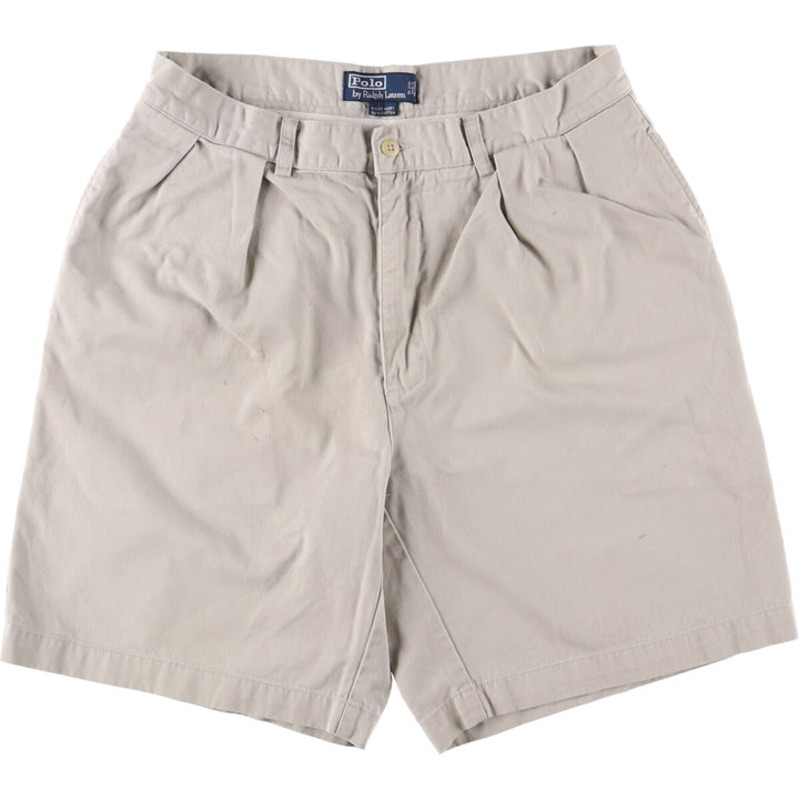 Ralph Lauren POLO by Ralph Lauren TYLER SHORT Two-pleat chino shorts, short pants, men's size W32 cotton Beige type Vintage Second Hand