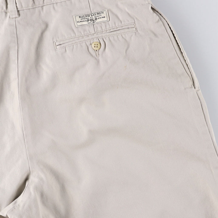 Ralph Lauren POLO by Ralph Lauren TYLER SHORT Two-pleat chino shorts, short pants, men's size W32 cotton Beige type Vintage Second Hand