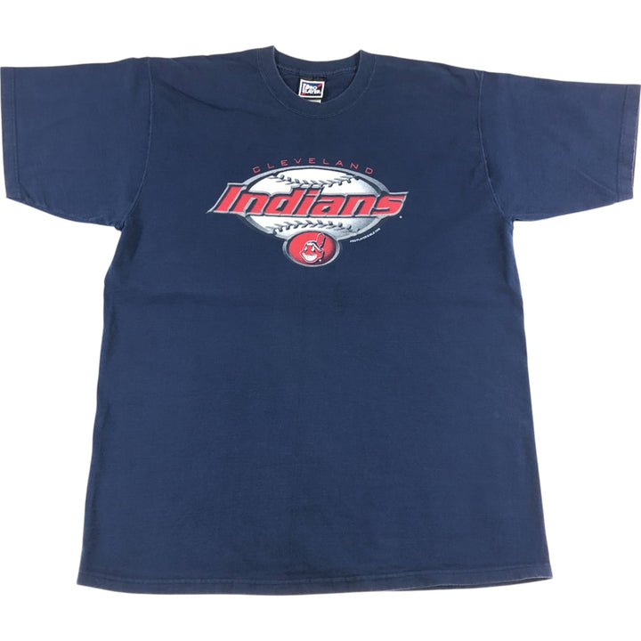 90'S PRO PLAYER Cleveland Guardians logo print T-shirt, men's XL size, vintage cotton navy blue type Vintage Second Hand