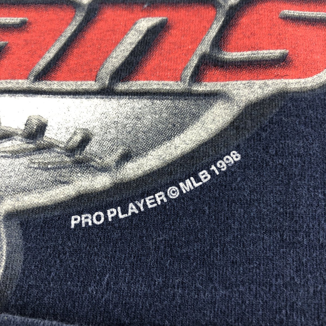 90'S PRO PLAYER Cleveland Guardians logo print T-shirt, men's XL size, vintage cotton navy blue type Vintage Second Hand