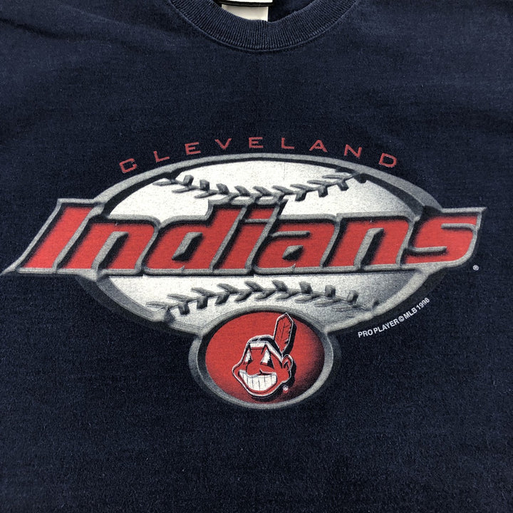 90'S PRO PLAYER Cleveland Guardians logo print T-shirt, men's XL size, vintage cotton navy blue type Vintage Second Hand