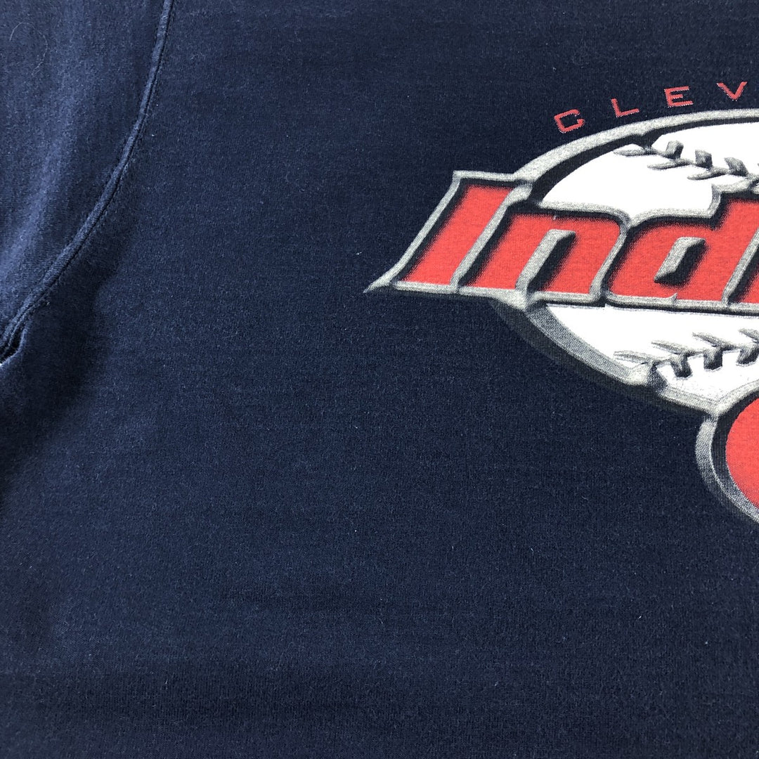 90'S PRO PLAYER Cleveland Guardians logo print T-shirt, men's XL size, vintage cotton navy blue type Vintage Second Hand