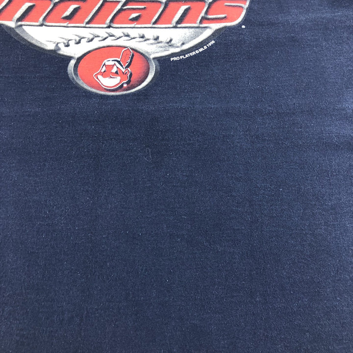 90'S PRO PLAYER Cleveland Guardians logo print T-shirt, men's XL size, vintage cotton navy blue type Vintage Second Hand