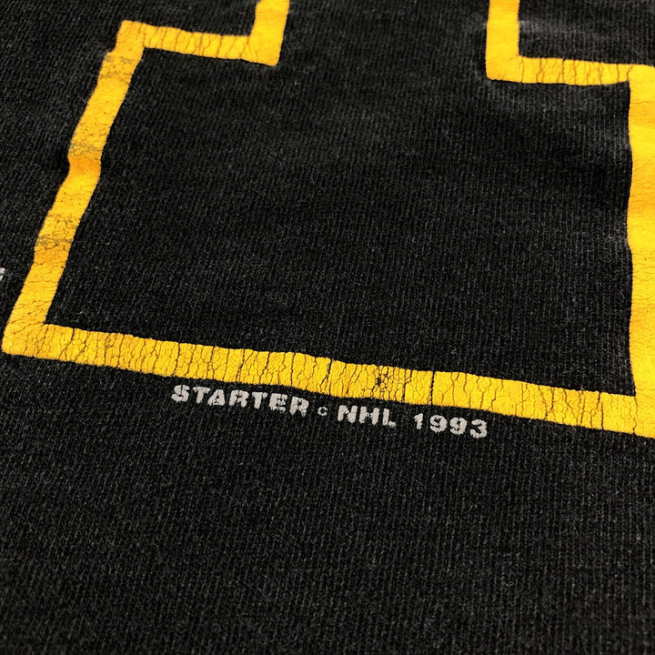90'S Starter Pittsburgh Penguins Logo Print T-Shirt Made in USA Men's L Size Vintage cotton black type Vintage Second Hand