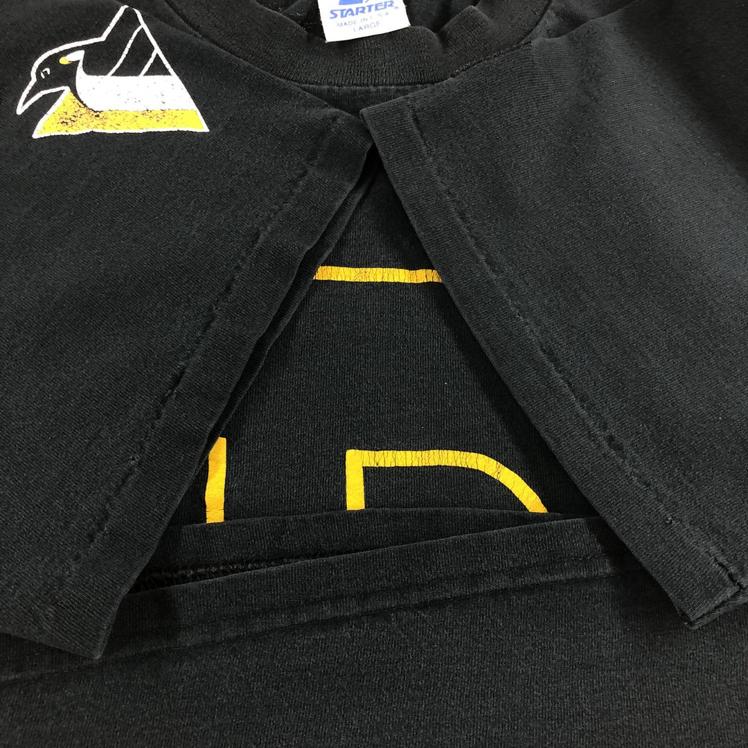 90'S Starter Pittsburgh Penguins Logo Print T-Shirt Made in USA Men's L Size Vintage cotton black type Vintage Second Hand