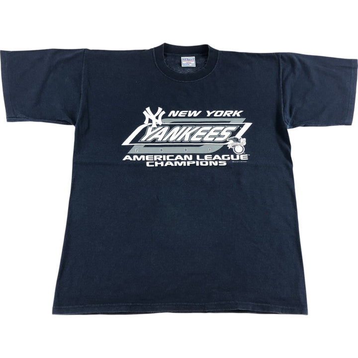 00'S ALLSPORT MLB NEW YORK YANKEES New York Yankees sports print T-shirt men's size L cotton navy blue type Vintage Second Hand