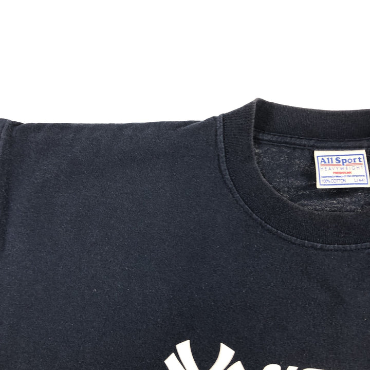 00'S ALLSPORT MLB NEW YORK YANKEES New York Yankees sports print T-shirt men's size L cotton navy blue type Vintage Second Hand