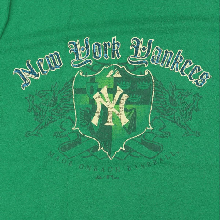 90s-00'S Majestic MLB New York Yankees Sports Print T-Shirt, Men's Size L cotton green type Vintage Second Hand