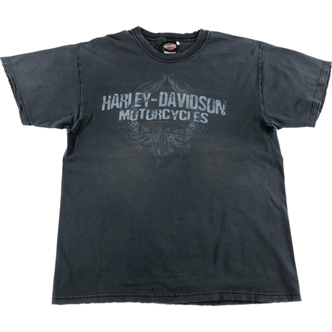 00'S Harley-Davidson Motorcycle Bike T-shirt Made in USA Men's L size cotton black type Vintage Second Hand
