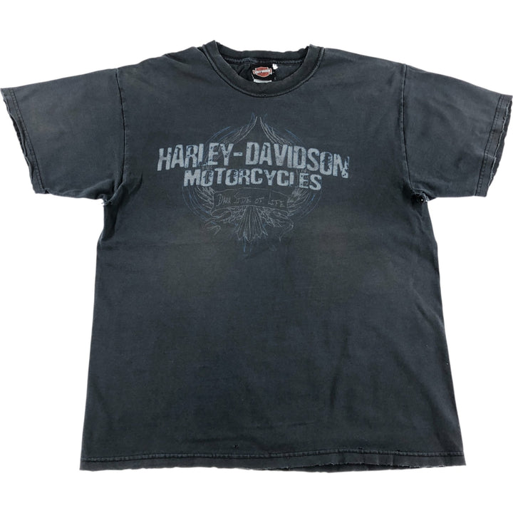 00'S Harley-Davidson Motorcycle Bike T-shirt Made in USA Men's L size cotton black type Vintage Second Hand