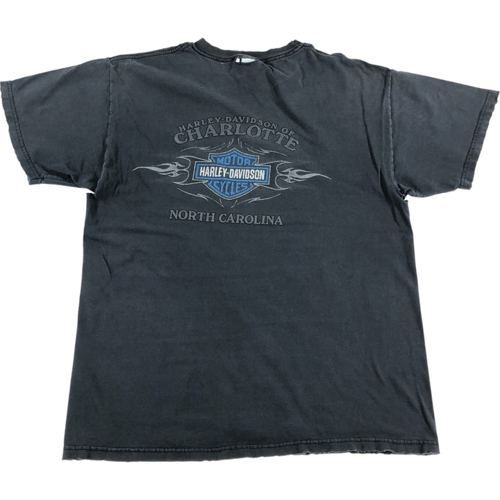 00'S Harley-Davidson Motorcycle Bike T-shirt Made in USA Men's L size cotton black type Vintage Second Hand