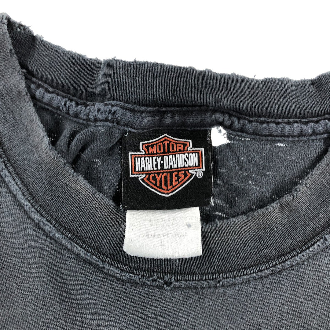 00'S Harley-Davidson Motorcycle Bike T-shirt Made in USA Men's L size cotton black type Vintage Second Hand