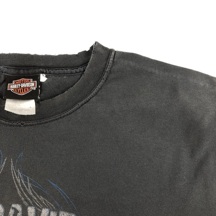 00'S Harley-Davidson Motorcycle Bike T-shirt Made in USA Men's L size cotton black type Vintage Second Hand