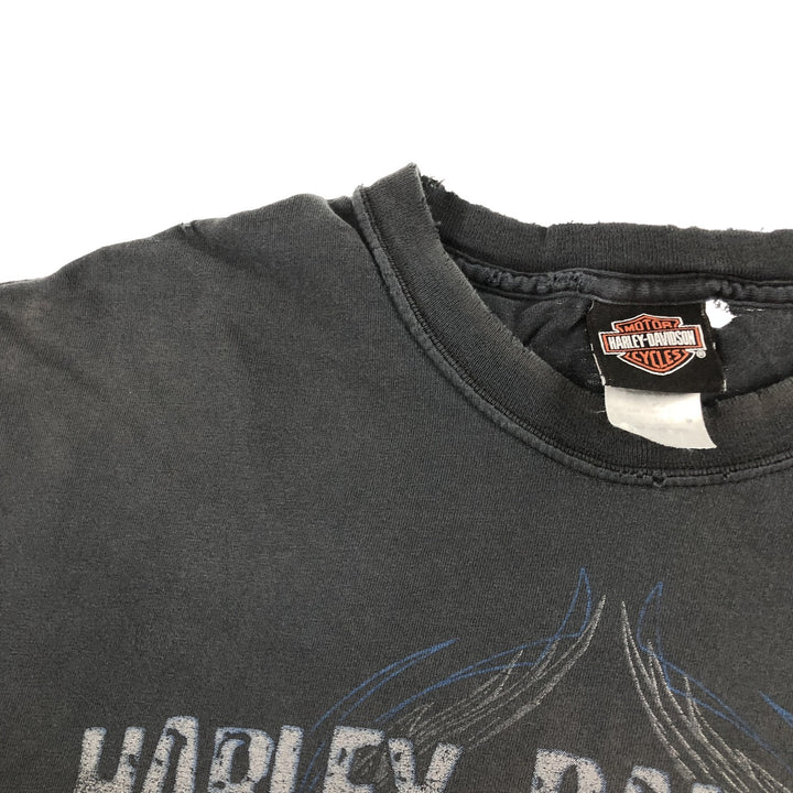 00'S Harley-Davidson Motorcycle Bike T-shirt Made in USA Men's L size cotton black type Vintage Second Hand
