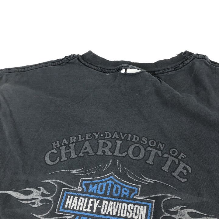 00'S Harley-Davidson Motorcycle Bike T-shirt Made in USA Men's L size cotton black type Vintage Second Hand