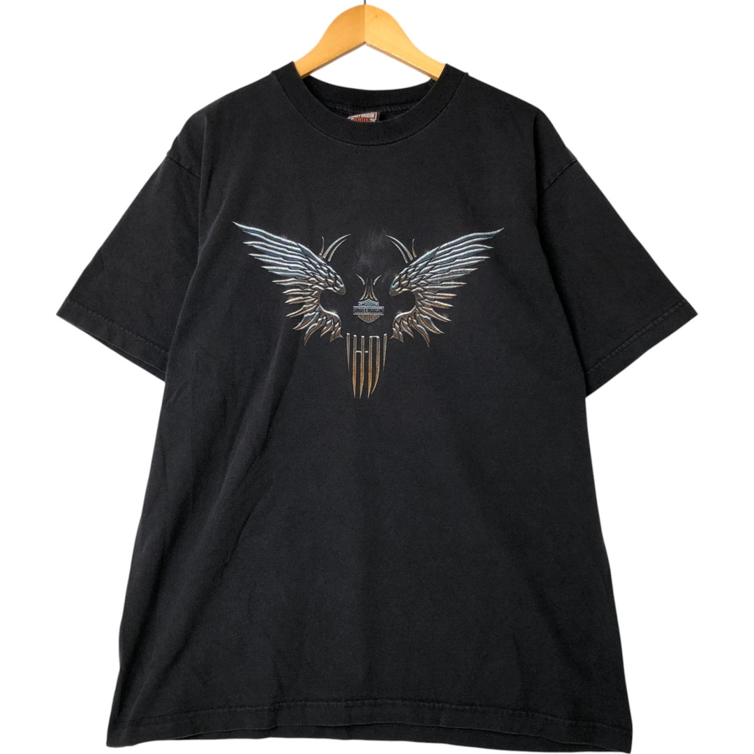 00'S Harley-Davidson Motorcycle Bike T-shirt Made in USA Men's XL cotton black type Vintage Second Hand