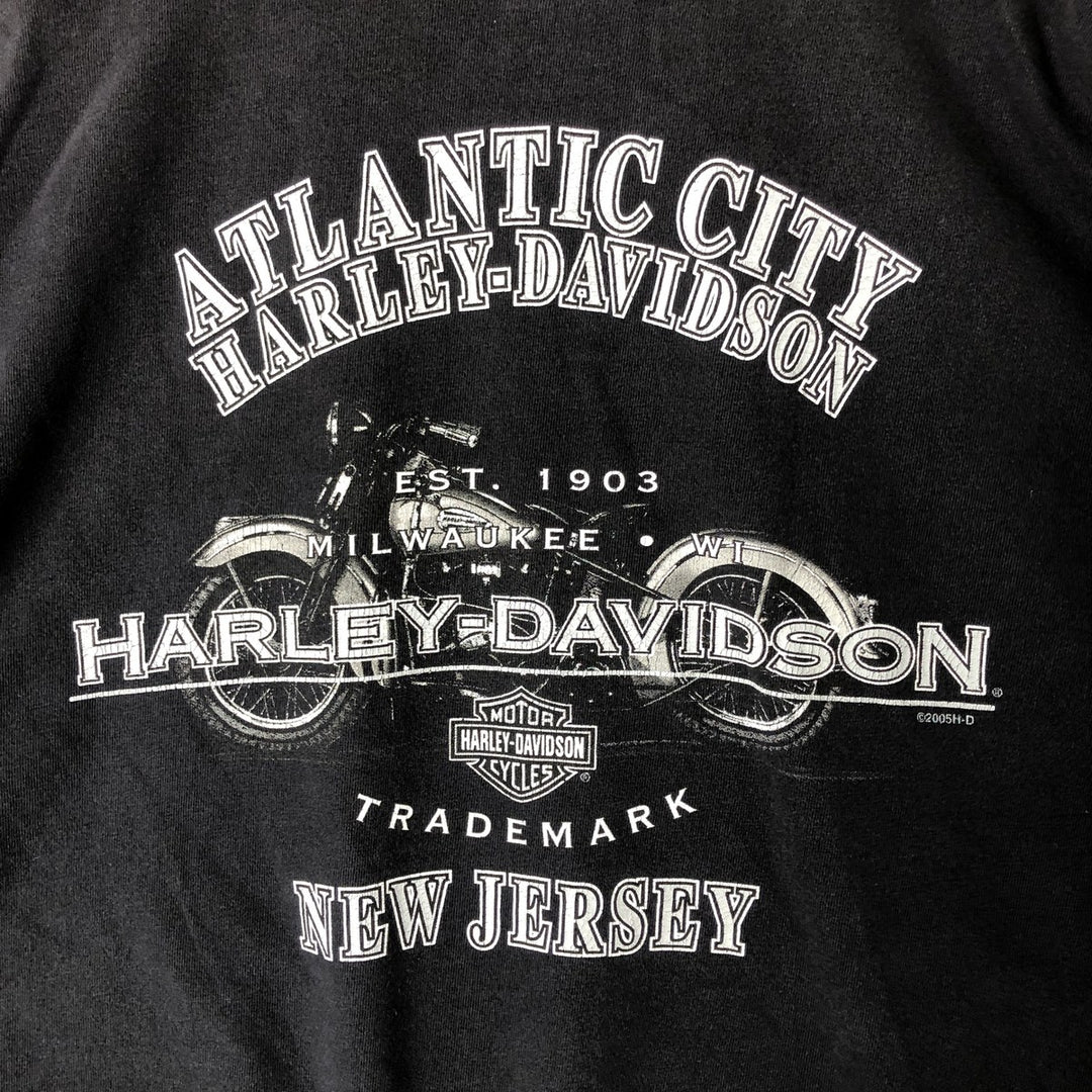 00'S Harley-Davidson Motorcycle Bike T-shirt Made in USA Men's XL cotton black type Vintage Second Hand