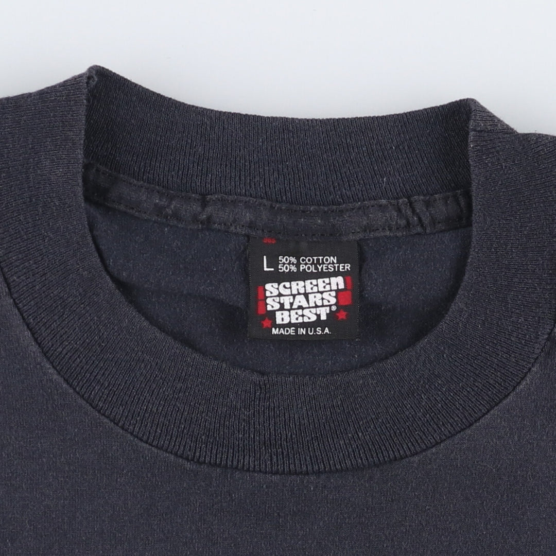 90'S Screen Stars BEST Print T-shirt Made in USA Men's L size Vintage cotton black type Vintage Second Hand