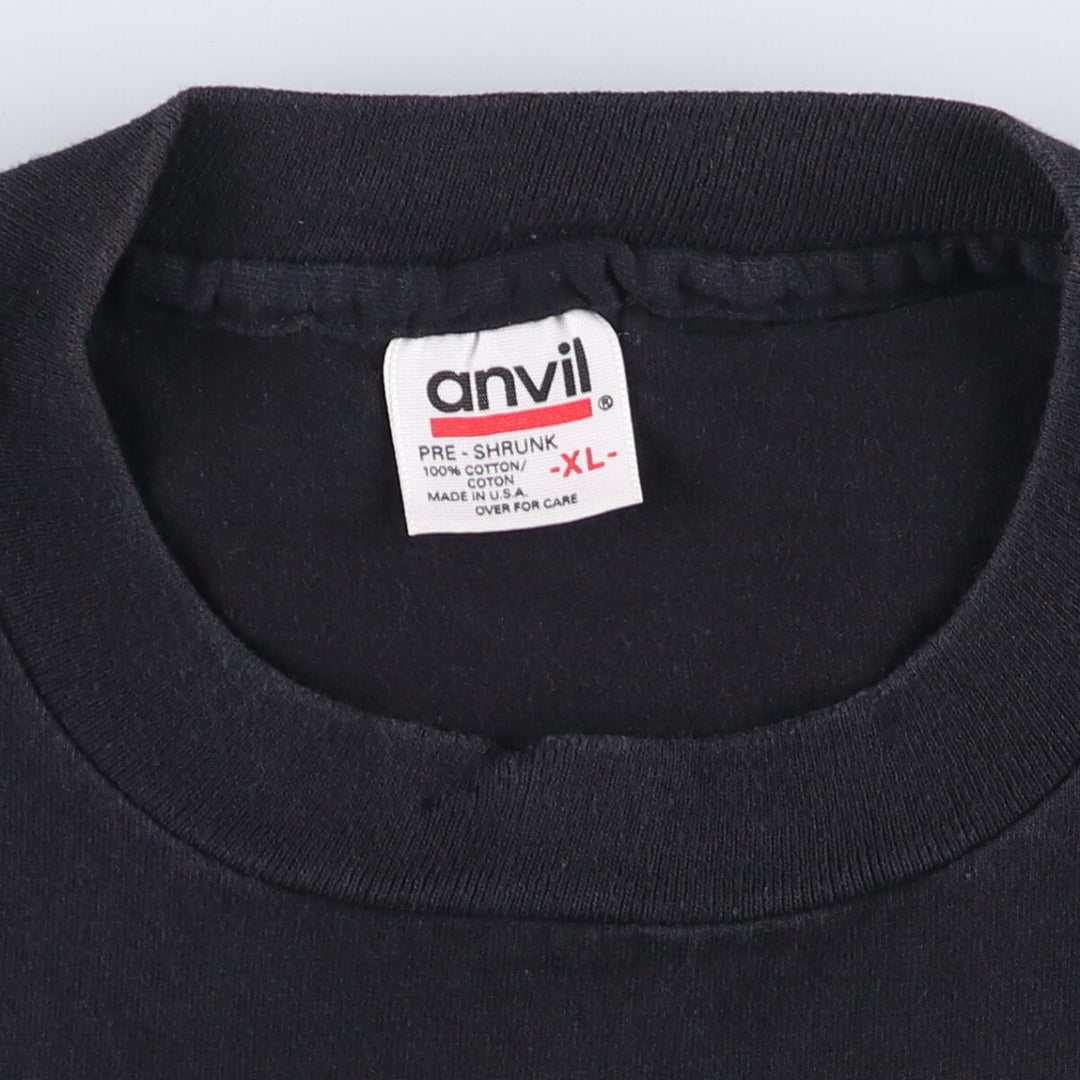90'S Anvil Message Print T-Shirt Made in USA Men's XL Vintage cotton black type Vintage Second Hand