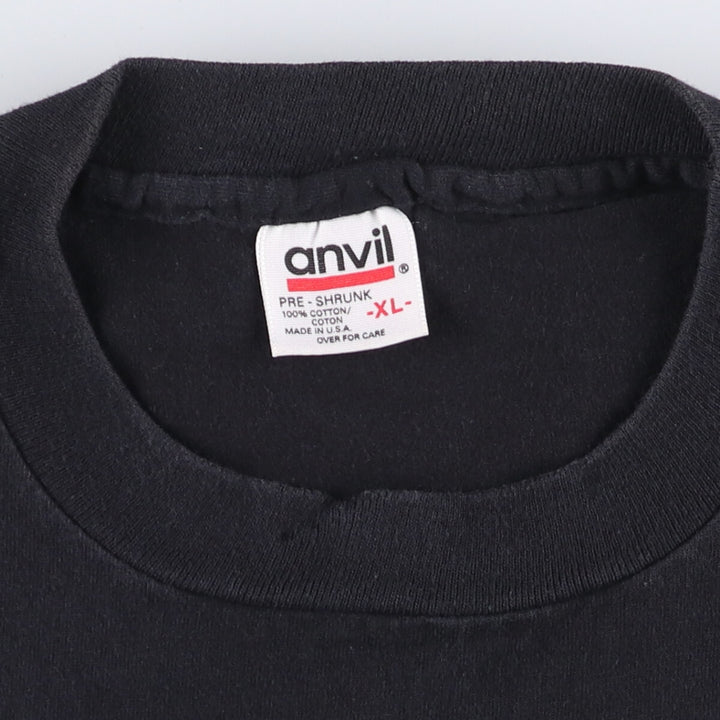 90'S Anvil Message Print T-Shirt Made in USA Men's XL Vintage cotton black type Vintage Second Hand